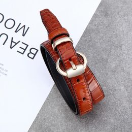 Belts High Quality Cowhide Crocodile Grain Belt For Woman Ladies Genuine Leather Jeans Trousers Luxury Designer