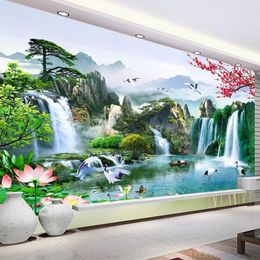 Wallpapers Custom Mural Wallpaper Chinese Style 3D Waterfalls Nature Landscape Wall Painting Living Room TV Sofa Study Classic Home Decor 220927