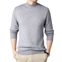 Men's Sweaters Shirt Solid Color Half High Collar Casual Slim Long Sleeve Keep Warm Tight Male for Clothes Comfortable 220927