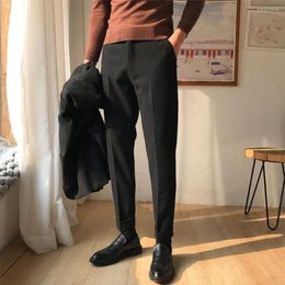 Men's Suits 2022 Autumn Winter Men Woollen Cloth Suit Pants Male Casual Straight Business Trousers Solid Colour Clothing A315