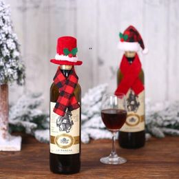 Wine Bottle Scarf Hat Set Christmas Creative Ornament Scarf Hats Two-piece Suit Hotel Restaurant Layout Christmas Decorations ZZB15822