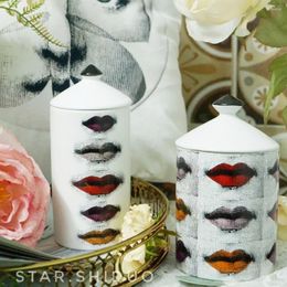 Candle Holders Colourful Red Lips Jars With Lid Holder Handmade Incense Cup Living Room Study Storage Ornaments Home Decor Crafts