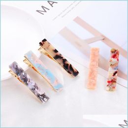 Hair Clips Barrettes Cute Style Acrylic Hair Clip For Girls Women Water Drop Shape Leopard Marble Textured Geometric Duckbill Barret Dh6Rj