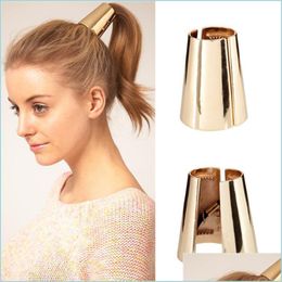 Pony Tails Holder Vintage Metal Cone Pony Tails Holder Gold-Plated Polished Hair Ring Fashion Luxury Exaggerated Catwalk Jewellery 1146 Dhljv