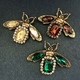 3 Colours Vintage Bee Brooch Women Crystal Bee Brooches Suit Lapel Pin Fashion Jewellery for Gift Party