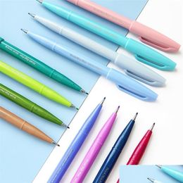 Markers 12Pcs/Set Pentel New Colour Brush Pen Marker Painting Art Scrapbooking Supplies School Stationery Wholesale 201125 Dr Bdesybag Dhqcc