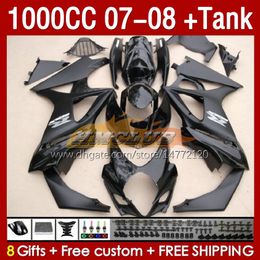 Fairings & Tank For SUZUKI GSXR1000 black glossy GSXR 1000 CC K7 GSX-R1000 2007-2008 Bodys 158No.28 1000CC GSXR-1000 07 08 Bodywork GSX R1000 2007 2008 Full Fairing Kit