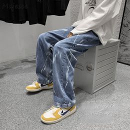 Jeans masculinos Men Tie Tye Designer Handsome Casual Streetwear Hip Hop Adolescentes dinâmicos Personalidade Ulzzang Fashion Wide Leg Strousers Cool 220927