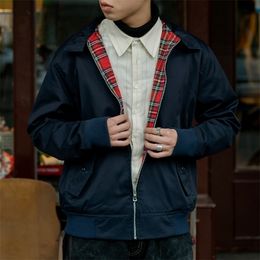 Men's Jackets DAFEILI Men jacket autumn thin EU size vintage classic bomber coat inner plaid 220927