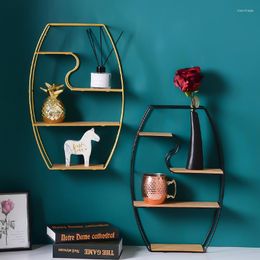 Hooks Wall-hung Type Wrought Iron Wooden Decorative Wall Shelf Sundries Storage Box Prateleira Hanger Organiser