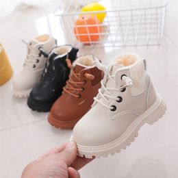 Boots Kids Baby Girls SpringAutumn Single Shoes Fashion Cotton Children Boys Plush Lace Up Velvet Winter 220924