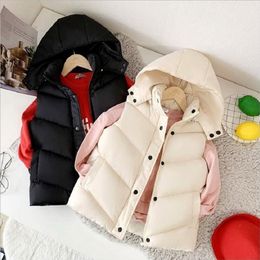 Waistcoat 2-12years Winter Sleeveless Jacket For Children Clothes Thicken Hooded Down Cotton Vest For Boys Girls Kids Waistcoat Coat 220927