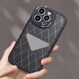 Luxury Designer Cases Fashion Triangle Pattern Case Leather Phonecase Shockproof Cover Shell For IPhone 14 Pro Max 13P 12 11 XR 8 7