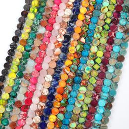 Beads 6x3mm Natural Stone Loose Flat Round Sea Sediment For Jewellery Making Diy Necklace Bracelet Handmade Accessory