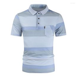 Men's T Shirts Men's T-Shirts 2022 Business Summer Slim Casual Fit Single-Breasted Short Sleeve Lapel T-shirt Top Office Clothes Men