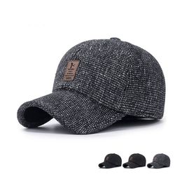 Ball Caps Men Warm Thick Baseball Male Autumn Winter Sport Visors Earflaps Dad Cap Hat For 220927