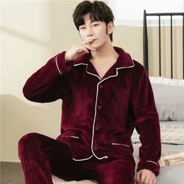 Men's Sleepwear Winter Thick Men Coral Fleece Pyjamas Set Flannel Warm Soft Pijama Hombre Sleepwear Pijama Homme Nightwear Pyjamas 220924