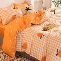 Bedding sets Set Boy Girl Sheet Quilt Cover Pillowcase Single Double Queen Washed Cotton clothes 220924