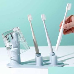 Bathroom Storage Organization Creative Pen Spoon Cup Holder Household Plastic Toothbrush Organizer Holders Base Accessories 1Pcs Dro Dht3O
