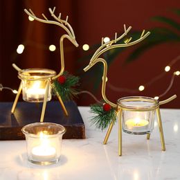 Candle Holders Metal Reindeer Tea Light Of Gold For Christmas Decoration Table Mantel Window Sill Holiday Wedding Housewarm Bdesports Am1Wz