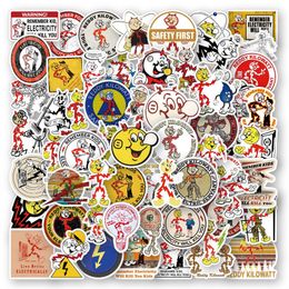 60PCS cartoon Reddy Kilowatt Stickers Electrical Safety Warning Graffiti Kids Toy Skateboard car Motorcycle Bicycle Sticker Decals Wholesale