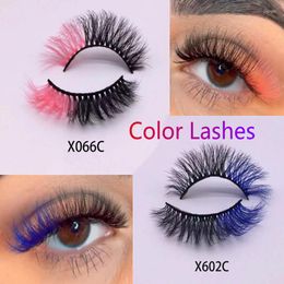 False Eyelashes Asiteo Wholesale Colour Eyelash Mink 3D Fake Lashes Natural 25mm Coloured Lash Party Makeup Kit Colourful