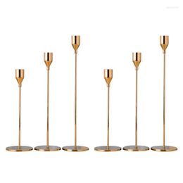Candle Holders -6Pcs/Set Chinese Style Metal Simple Golden Wedding Decoration Bar Party Living Room Decor Home