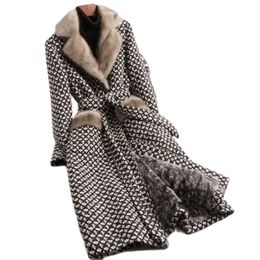 Pelliccia da donna finta donna coreana slim visone cappotto caldo spesso inverno tweed pie superando una giacca di lana di media lunghezza femminile A815 220927