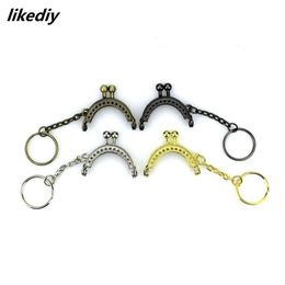 Bag Parts Accessories 20 PcsLot 4 CM BronzeSilverGoldenGun Black Half Round Metal Purse Frame Kiss Clasp Lock With Key Ring 220926