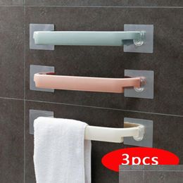 Bathroom Storage Organisation Towel Holder 3Pcs Wall Mounted Kitchen Self-Adhesive Hanging Hanger Shelf M1635 Drop Delivery 2021 Hom Dhzuh