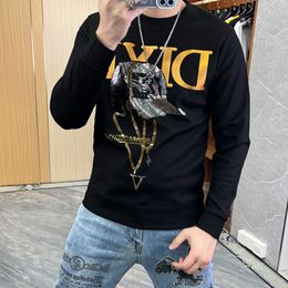 Fashion Men's Sweater Hoodies Hat Street Design Print Long Sleeve Warm Thickened Men's Pullover Autumn Winter New Male Clothes M-5XL