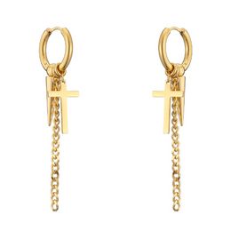 Cross Charm Earrings Stainless Steel Hip Hop Stud Ear rings for Men Wome Fashion jewelry