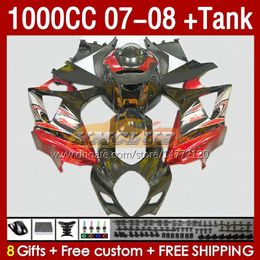 Fairings Kit & Tank For SUZUKI GSXR1000CC GSXR-1000 K7 GSXR 1000 CC 07-08 Bodywork 158No.93 1000CC GSXR1000 2007 2008 Body GSX-R1000 GSX R1000 07 08 Fairing dark red blk