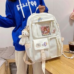 School Bags Cute Women Backpacks Waterproof Multi-Pocket Nylon Backpack for Student Female Girls Kawaii Laptop Book Pack Mochilas 220926