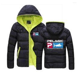 Men's Hoodies Pelagic Fisher Offshore 2022 Men's Hight Quality Jackets Hood Colorblock Streetwear Fashion Cotton Keep Warm Casual Coat