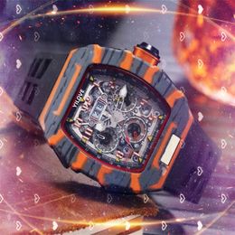 Top Mens Mission Runway Watch 43mm Quartz Movement Chronograph Clock Waterproof Designer Rubber Strap Sports Style Luminous Layer Calendar Wristwatches