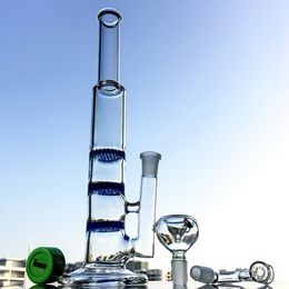 Big Bongs 10 Inch High Hookahs Trible Bee Comb Perc Dab Rigs Heady Glass Water Pipes Green Purple Smoking Pipe With 14mm Joint Bowl Or Banger