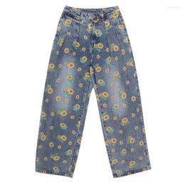 Men's Jeans Men's Hip Hop Pants Man Women Streetwear Flowers Daisy Print Men Trousers 2022 Summer Harajuku Joggers Oversize Loose