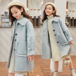 Coat Autumn Winter Girls' Fashionable Double sided Woolen Cloth Length Thickened Wool Jacket For Girls Children Outwear 220927