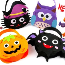 Cartoon Halloween Candy Bag Children Carry Pumpkin Biscuits Sugar Bag Kindergarten Handmade DIY Material Portable Gift Basket RRE14580