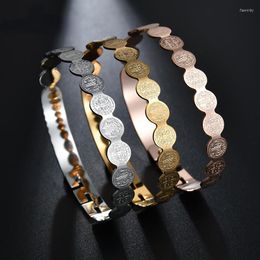 Bangle Jesus Round Amulet Stainless Steel Bracelets Bangles For Female Male Jewellery Gifts With Delicate Box