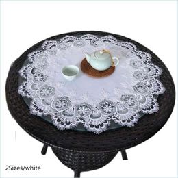 Mats Pads Luxury Lace Round Table Place Mat Cloth Embroidery Placemat Pad Felt Dining Tea Pan Cup Doily Drink Coffee Mug Kitchen Dro Dhqqf