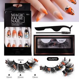 Curly Thick Halloween False Eyelashes and Fake Nail Messy Crisscross Hand Made Reusable Multilayer 3D Mink Fake Lashes Full Strip Lash Makeup 14 Models DHL