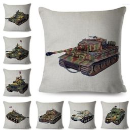 Pillow Second World War Tank Cover For Sofa Home Children Room Decor Cartoon Toys Print Pillowcase Polyester Case 45x45