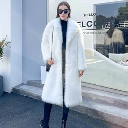 Womens Fur Faux Long Coat Women Winter Jacket Plush White Artificial Fluffy Jackets Female Fashion Luxury Lapel Overcoats 220927