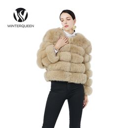 Women's Fur Faux Ladies Coat Natural Fashion Winter Warm High-end Luxury Customised 4XL 220927