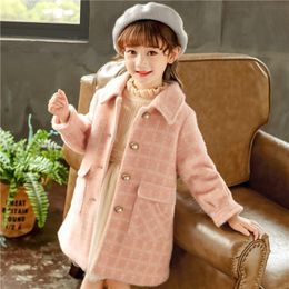 Coat Girls Cotton Padded Woolen Fall Winter Children's Clothing Thick Warm Outerwear Kids Soft Chenille Jacket Overcoat P377 220927