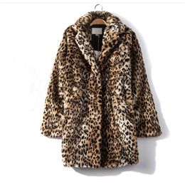 Womens Fur Faux Leopard Coat Thickened Midlength Imitation Sheep Shearling Fashion 220927