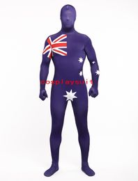 Halloween cosplay Australian flag funny Catsuit Costume Lycar spandex Body Zentai suit stage costumes club party jumpsuit