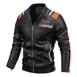 Men's Leather Faux Motorcycle Men Fashion Biker Leather Jacket Male Embroidery Bomber Coat Winter Fleece Pu Overcoat 220927
